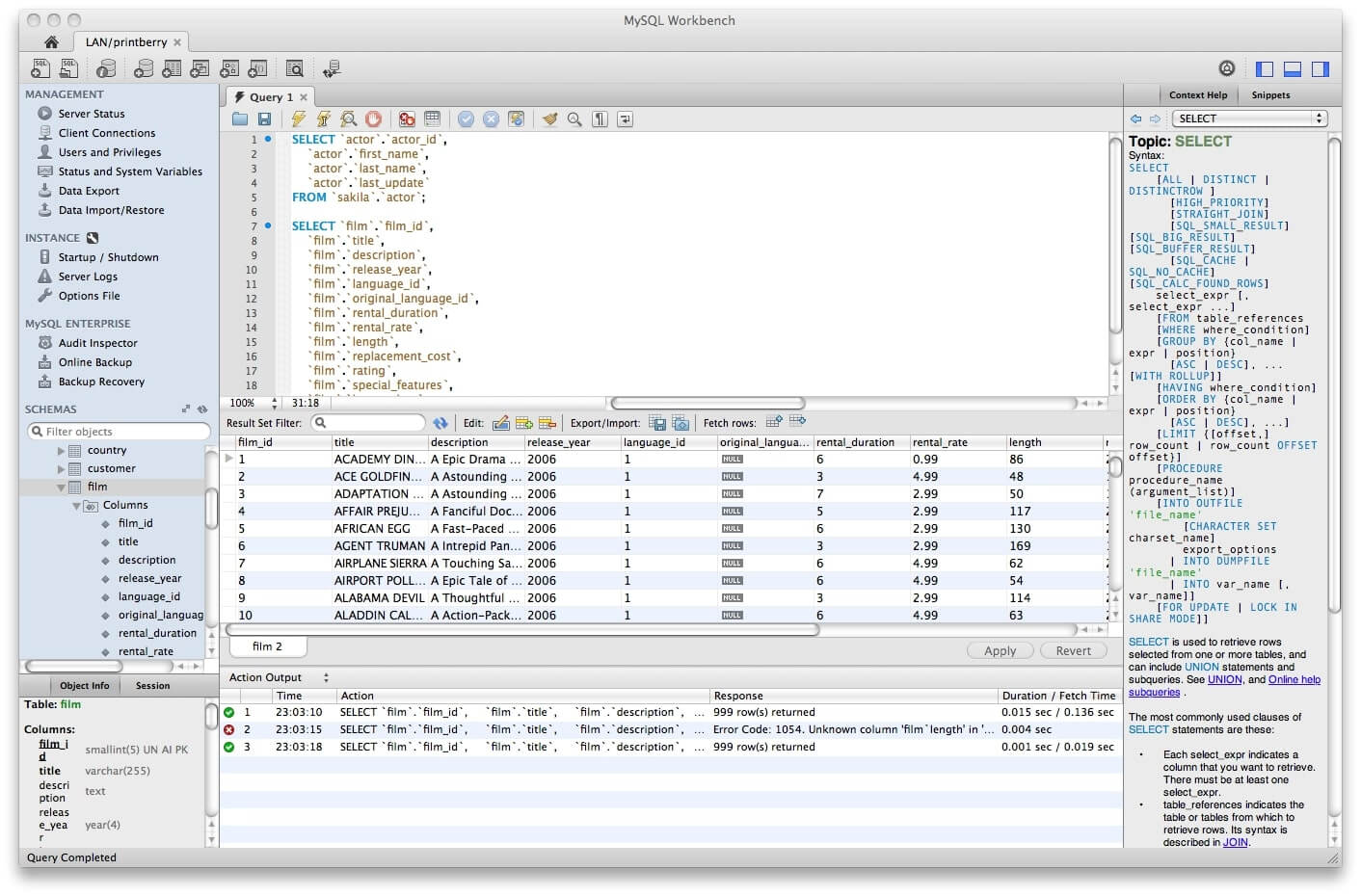A screen shot of a computer screen showing MySQL database design in MySQL Workbench Editor