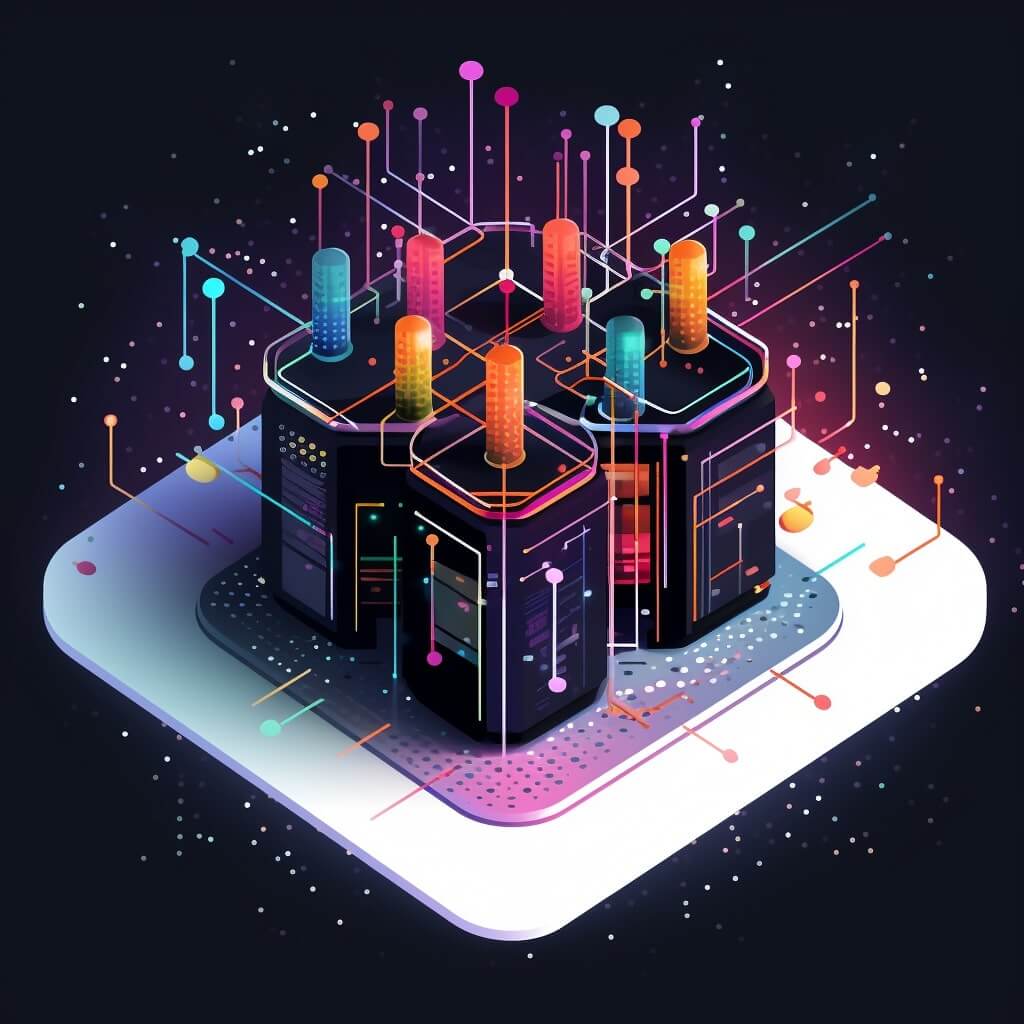 A computer tower depicted in an isometric illustration, showcasing unsupervised Machine Learning 