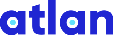 A blue logo with the word atlan, an open-source data catalog platform.